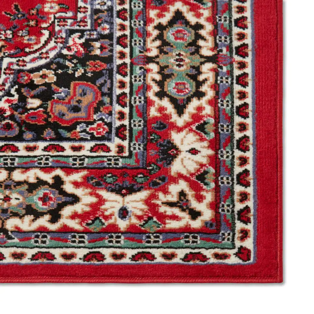 Area Rug Premium Sakarya 9 X 12 Feet Elagant Medallion Stain Resistant Red/Black gallery