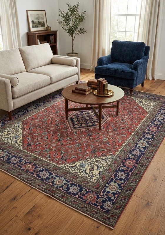 Vintage Handmade Oriental Rug 7X10 ft Geometric Classic Bedroom Decor Carpet gallery