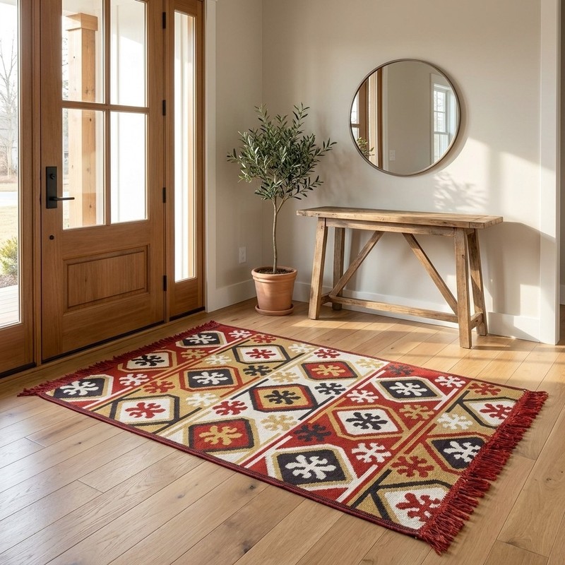 Oushak Turkish Doormat Rug 2x3 BEIGE Vintage Anatolian Handmade Small Kilim Rug gallery