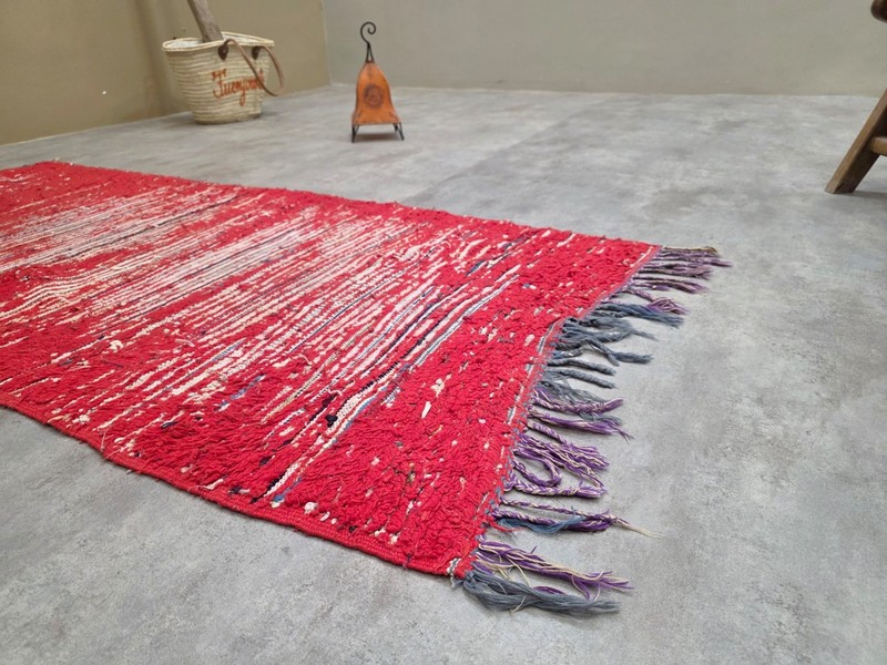 Moroccan Handmade Vintage Runner Carpet 2'9x6'1 Berber Red Wool Rug gallery