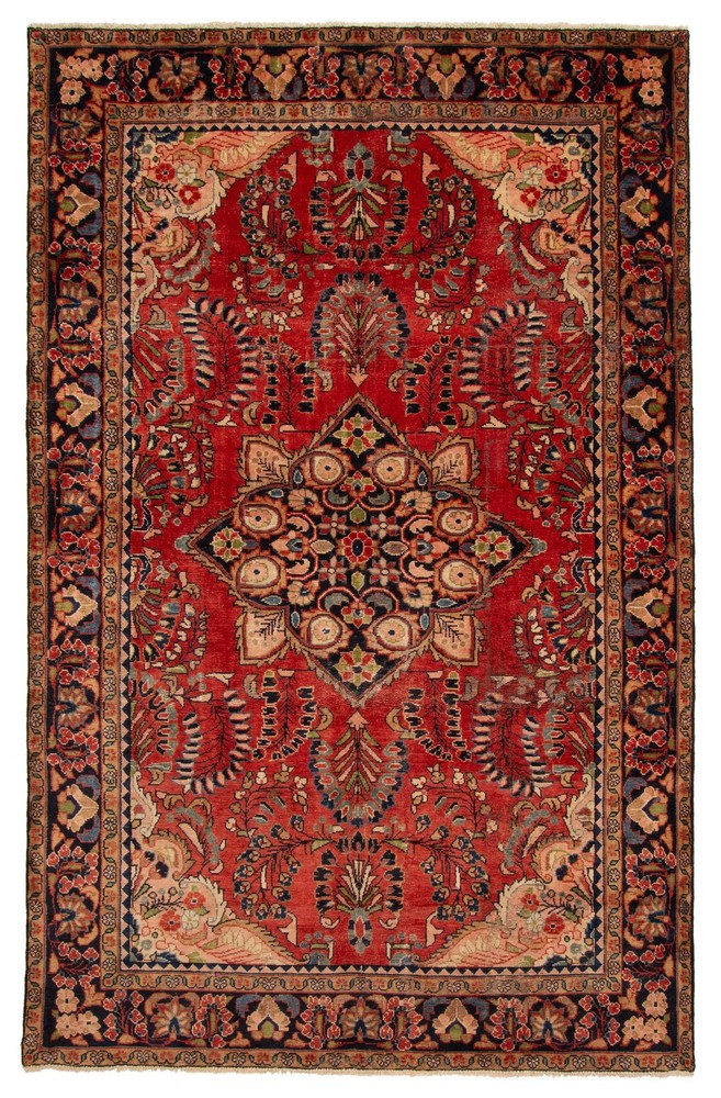 Vintage 6'9" x 10'4" Traditional Hand Knotted Vegetable Dye Wool Area Rug
