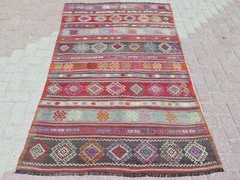 Vintage Turkish Kilim Rugs, Stripped Kelim, Modern Rug Teppich 50″X80″ Area Rugs