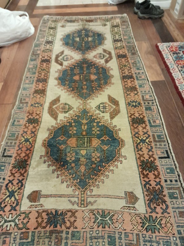 1800"s Oriental Anatolian Rare Karabagh Kazak long rug nice color H/knotted gallery