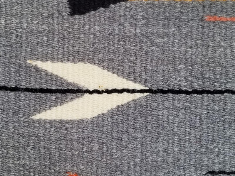 Antique Navajo Handwoven Native American Mexican Yei Wool Rug 38x20in gallery