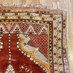 Turkish Rug 3′ 4 x 6′ 4 Vintage Red Hand Knotted Tribal Wool Oriental Rug