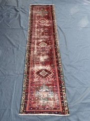 Antique Caucasian Kazak Runner 2 x 8 Ft – Distressed Low Pile Persian style Rug