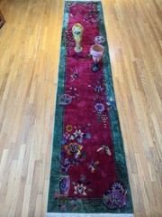 Unbelievable Antique Chinese Art Deco Runner Rug Circa 1930 Very Rare 11’6 X 2’6
