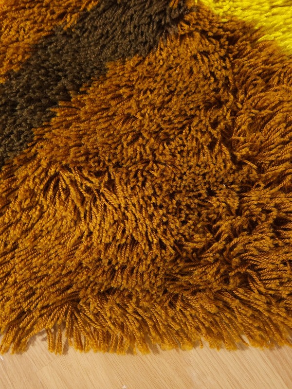 DESSO Allegro shag dralon wool Rug green orange yellow vintage 70s mid-century gallery