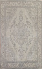 Distressed Traditional Area Rug 9×12 Handmade Wool Vintage in Soft Earthy Tones