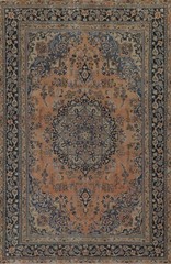 Vintage Muted Floral Traditional 8×11 Area Rug Wool Hand-knotted Low Pile Carpet