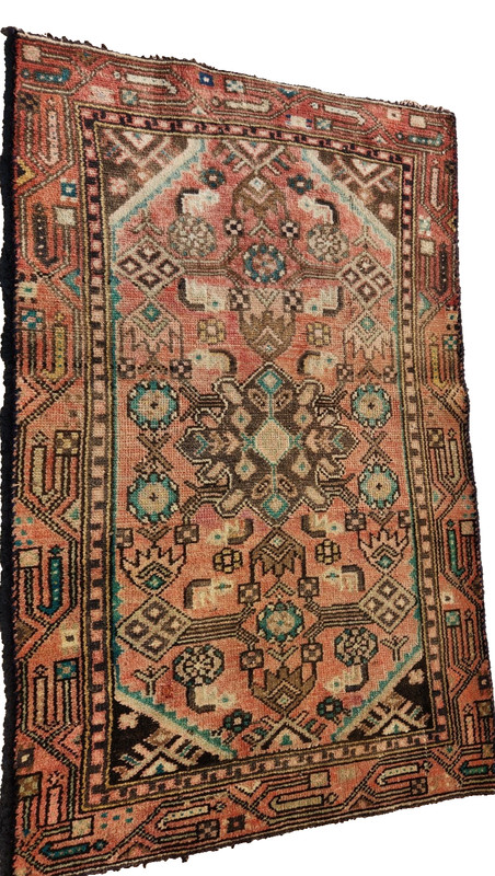 3'7"x2'2" ANTIQUE HAND KNOTTED CAUCASIAN KAZAK SERAPE TRIBAL WOOL MUTED RUG gallery