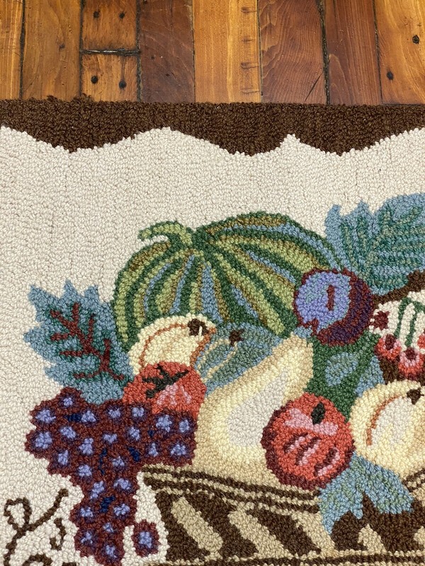 Vintage Hooked Rug, Kitchen Doorway Bedroom Autumn, Gourds, Grapes 34.5 x 24.25 gallery