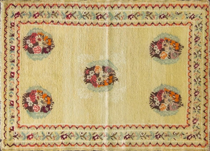 Antique Turkish Oushak Rug with Floral Bouquet Medallions, c- 1900–1920 #16596 gallery