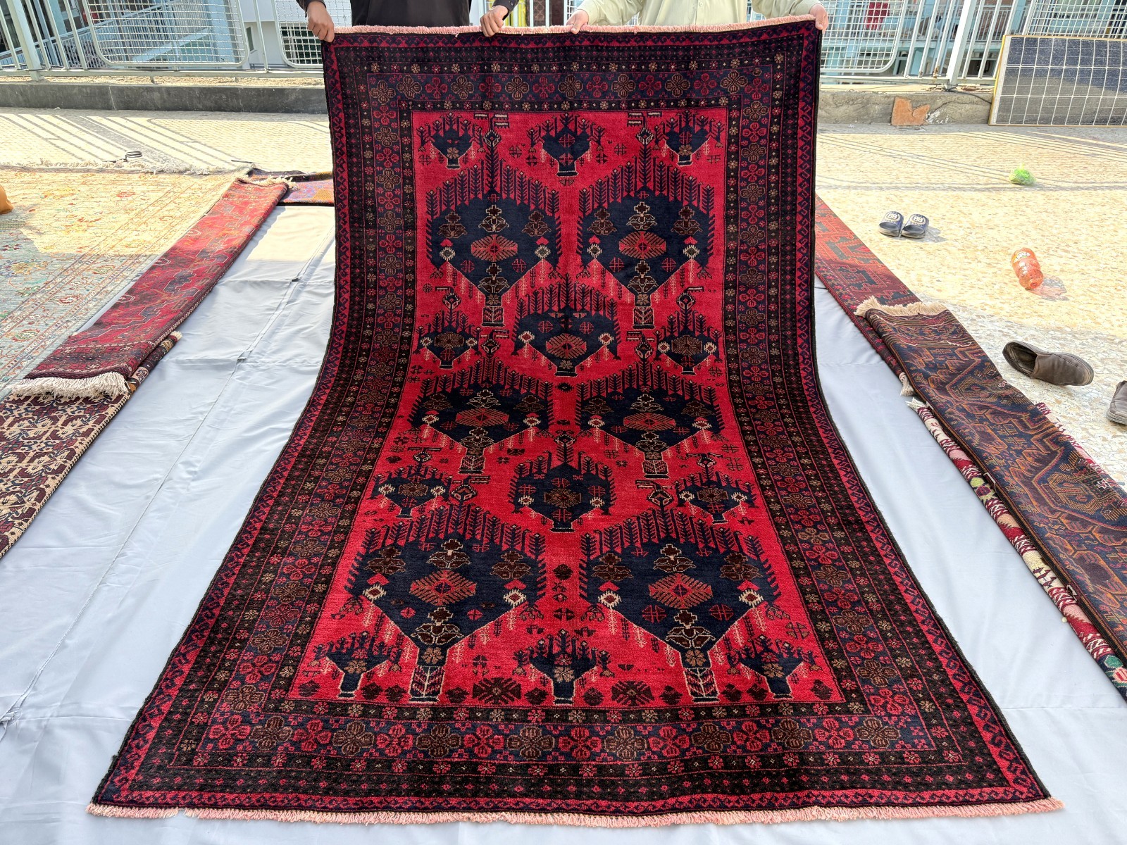Antique Hand Knotted Afghan Baluchi Rug 5x9 ft Red Persian Style Oriental Carpet gallery