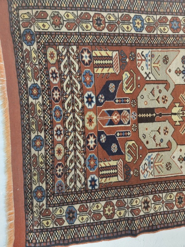 Antique Oriental Hand-Knotted Wool Runner Serapi Design Rust/Ivory 3'1" x 16' gallery