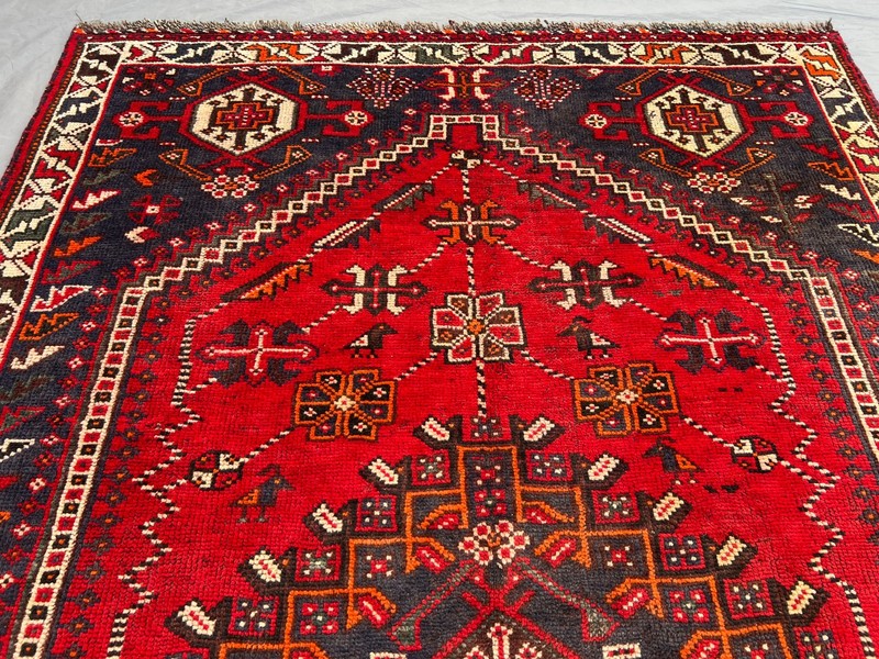 4'9x8'0 Ft Vintage Afghan Baluchi Wool Handmade Red Geometric Medallion Rug gallery