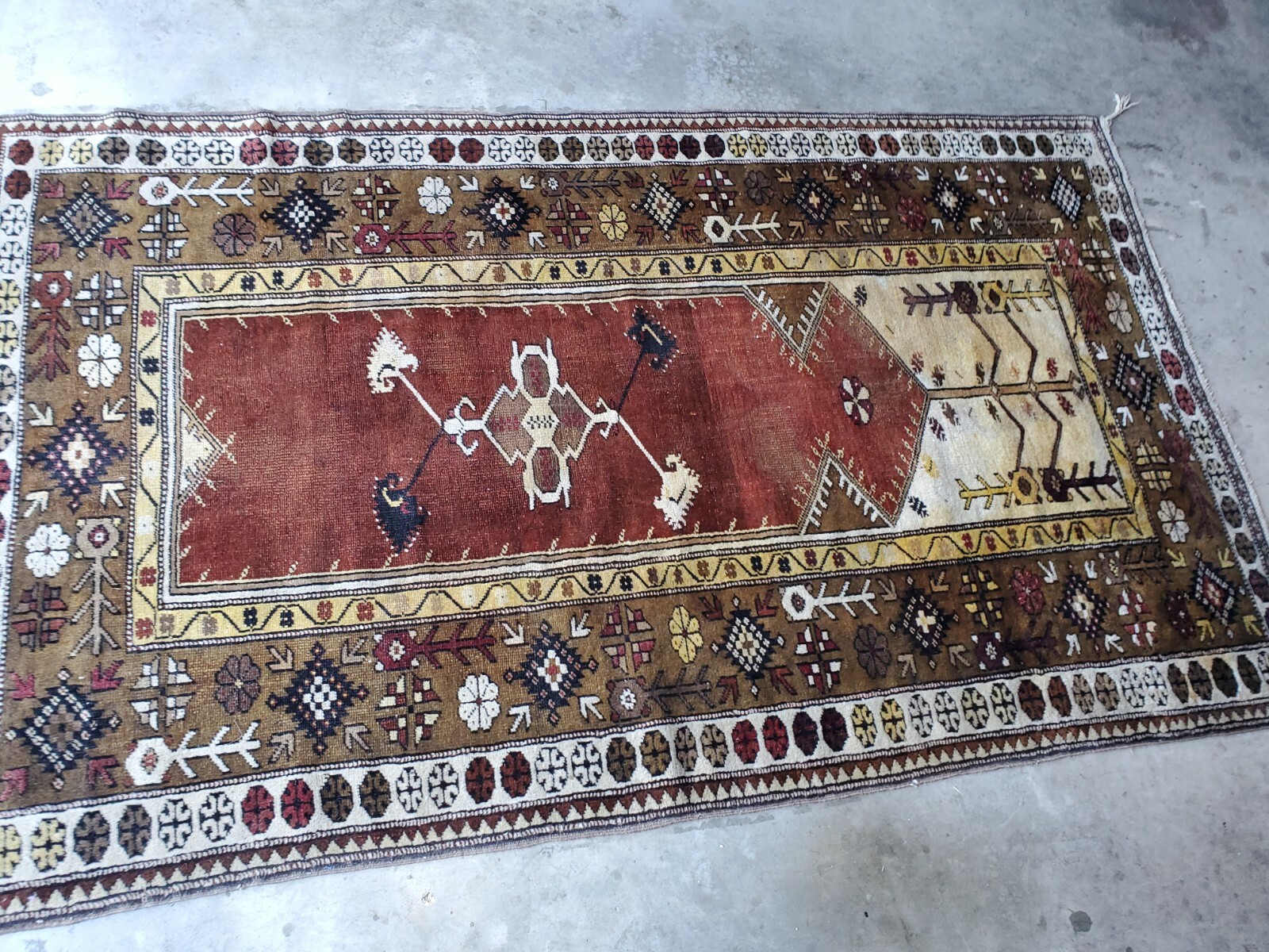 Antique 1935-1940s,Henna Natural Dyes, 4x7ft Tribal Dowry Rug Turkey gallery