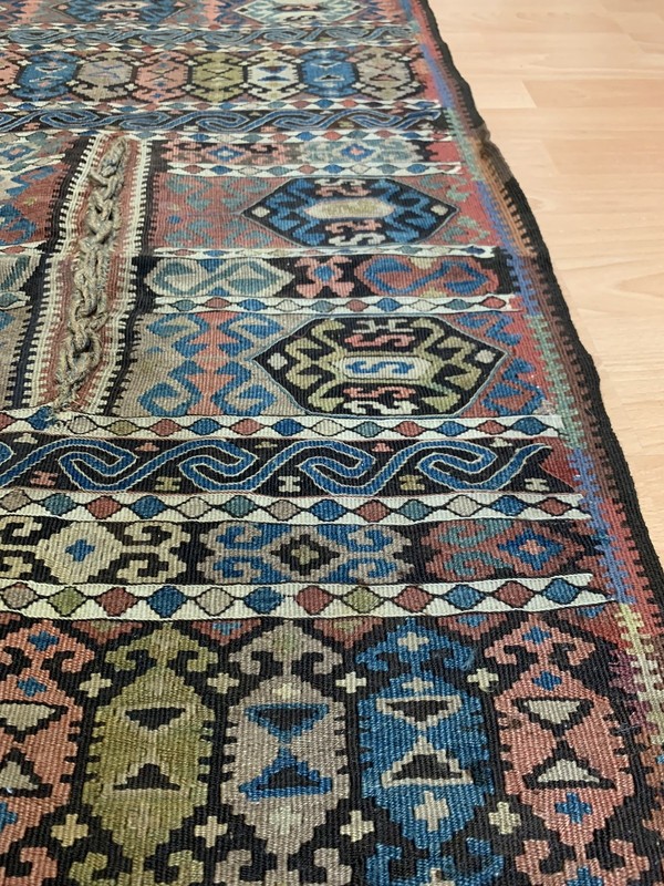very rare antique caucasian kazak kilim wedding gift size 128x67cm gallery