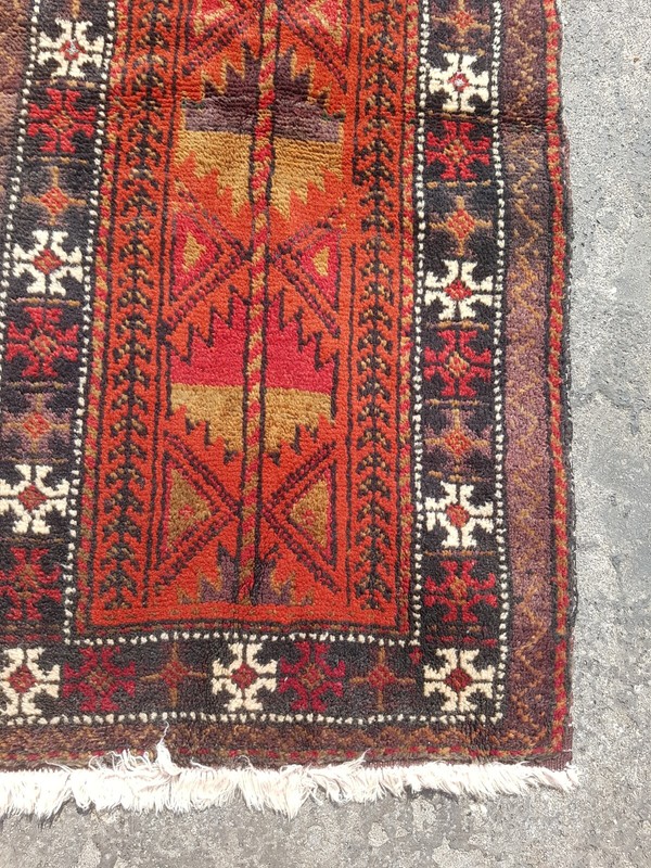 Vintage Hand Made Traditional Rug Oriental Wool Multicolor Carpet 90x49 cm gallery