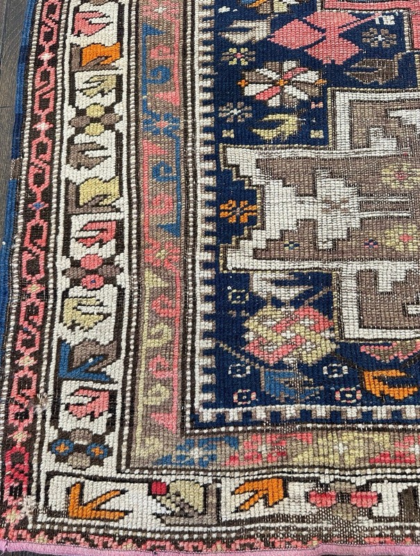 Authentic Antique Caucasian Shirvan Rug C.1910 3’2x4’7 Bold Geometric Design gallery