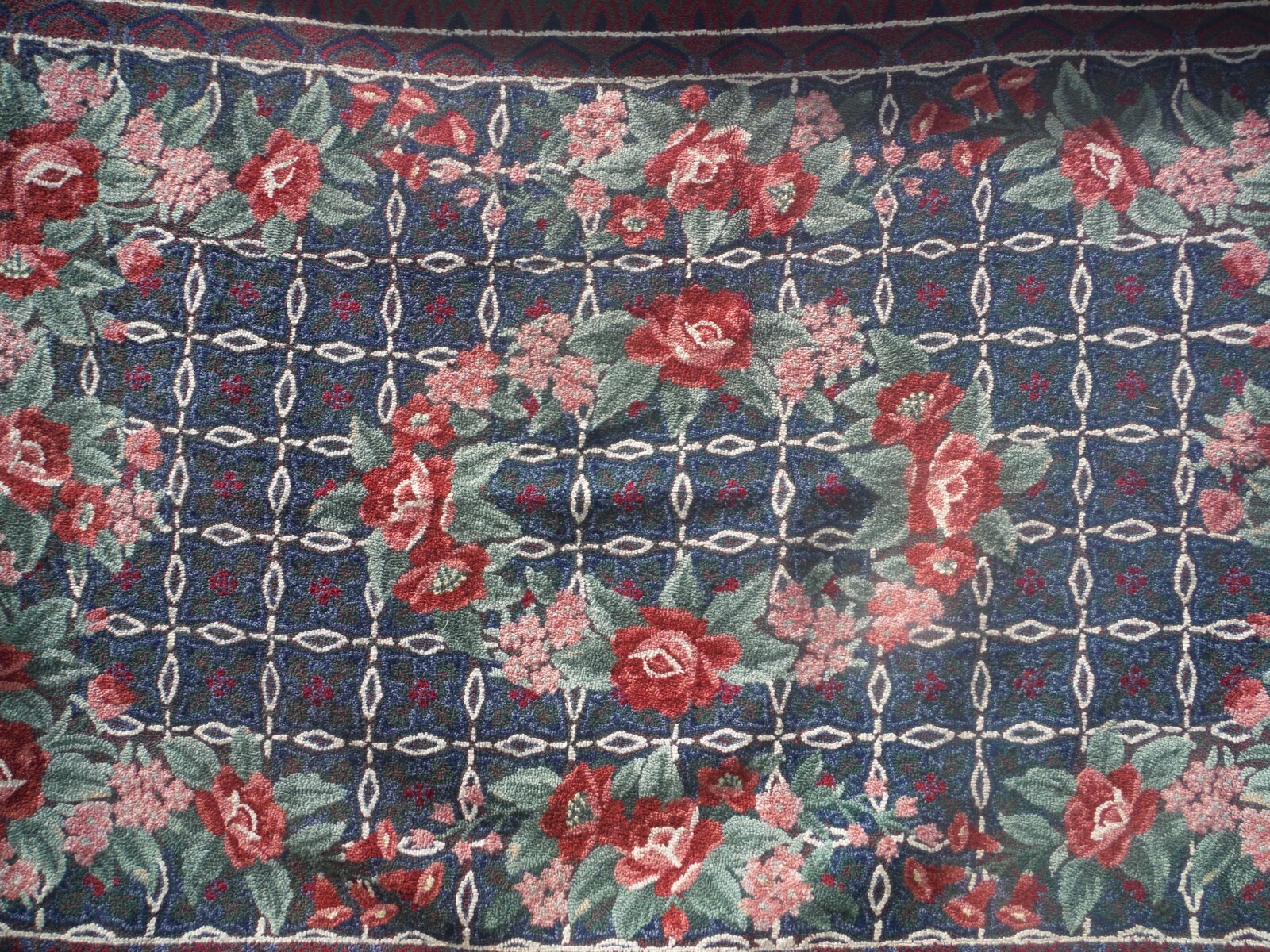 VINTAGE HANDMADE 5'x8' HOOKED RUG FLORAL DESIGN EXCELLENT CONDITION gallery