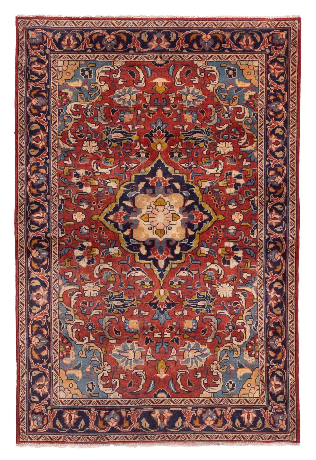 Vintage Traditional Hand-Knotted Area Rug 4'1" x 6'3" Oriental Wool Carpet gallery
