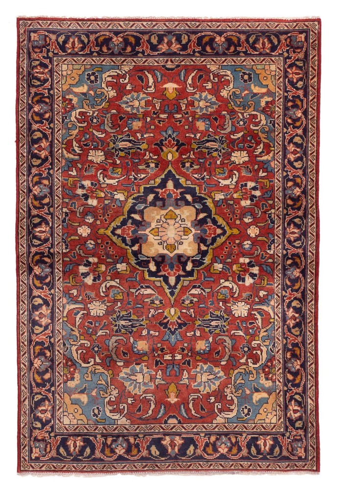 Vintage Traditional Hand-Knotted Area Rug 4'1" x 6'3" Oriental Wool Carpet