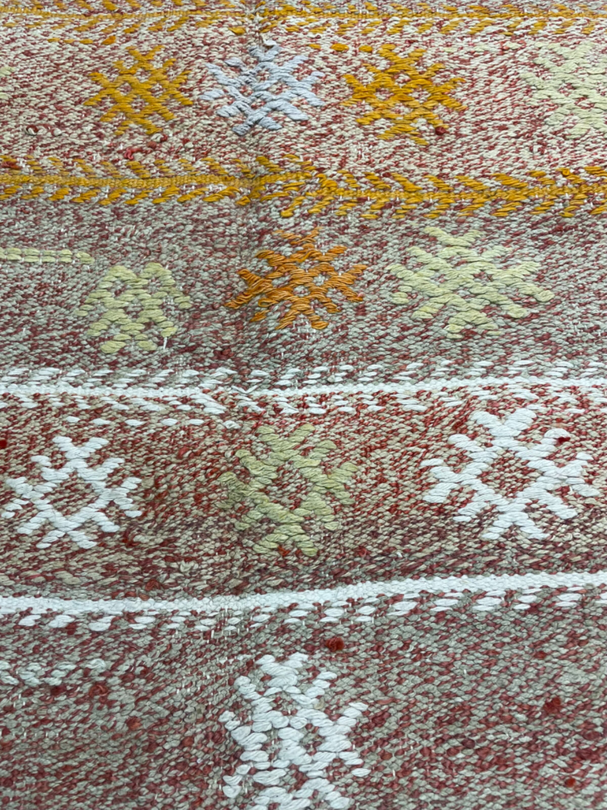 Antique Oriental Hand-Knotted Wool Area Rug Ivory/Green/Copper/Red 3'10" x 9'6" gallery