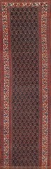 Pre-1900 Vegetable Dye Navy Blue Wool 16 ft Runner Hand-made Antique Rug 4×16