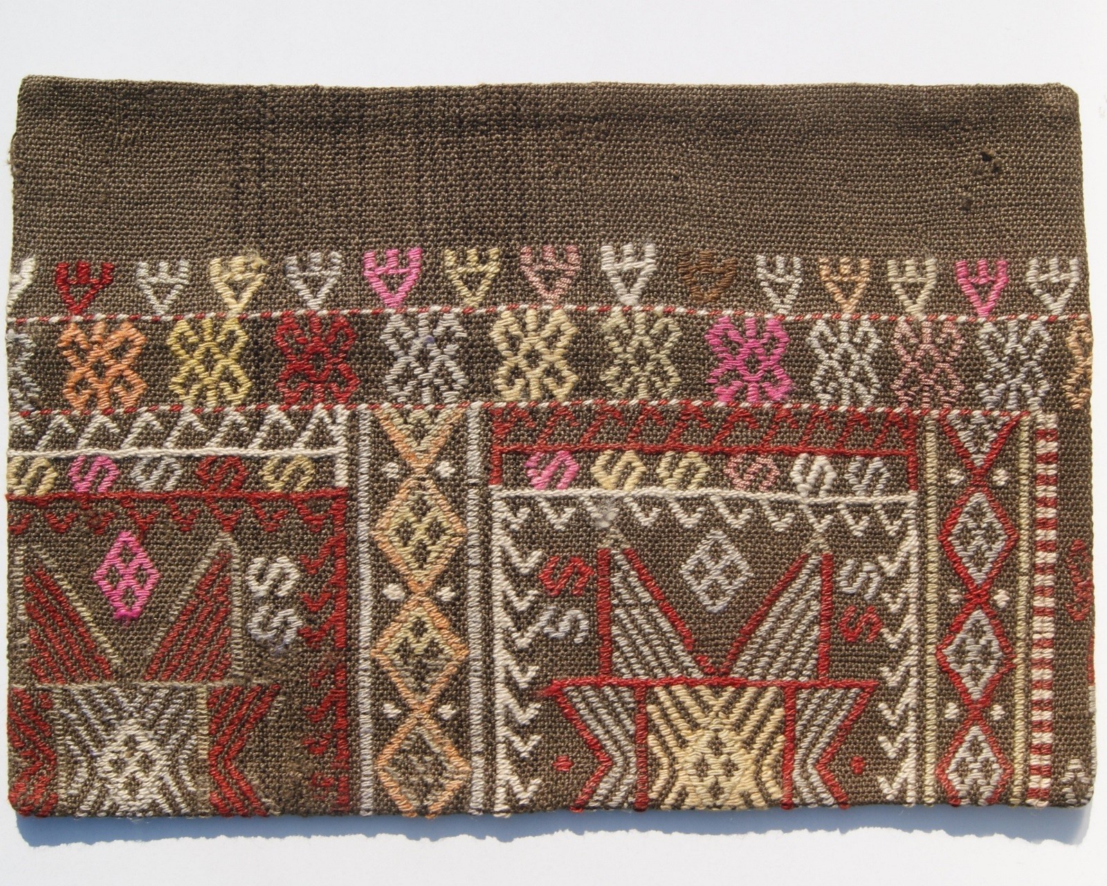 VINTAGE PILLOW COVERS TURKISH WOOL RECTANGLE HAND WOVEN KILIM AREA RUGS 24"x16" gallery