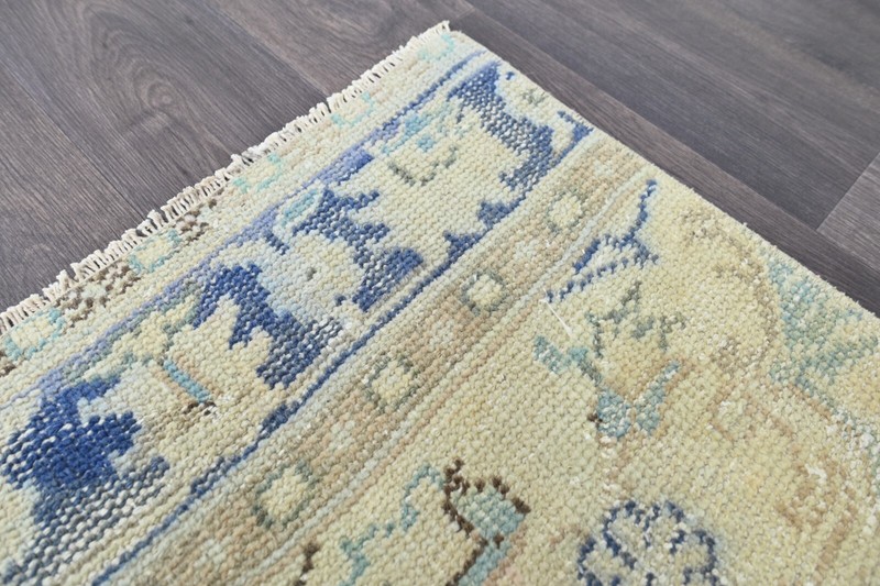 Vintage Turkish Runner Rug 2x10ft Wool Anatolian Handmade Hallway Oushak BEIGE gallery