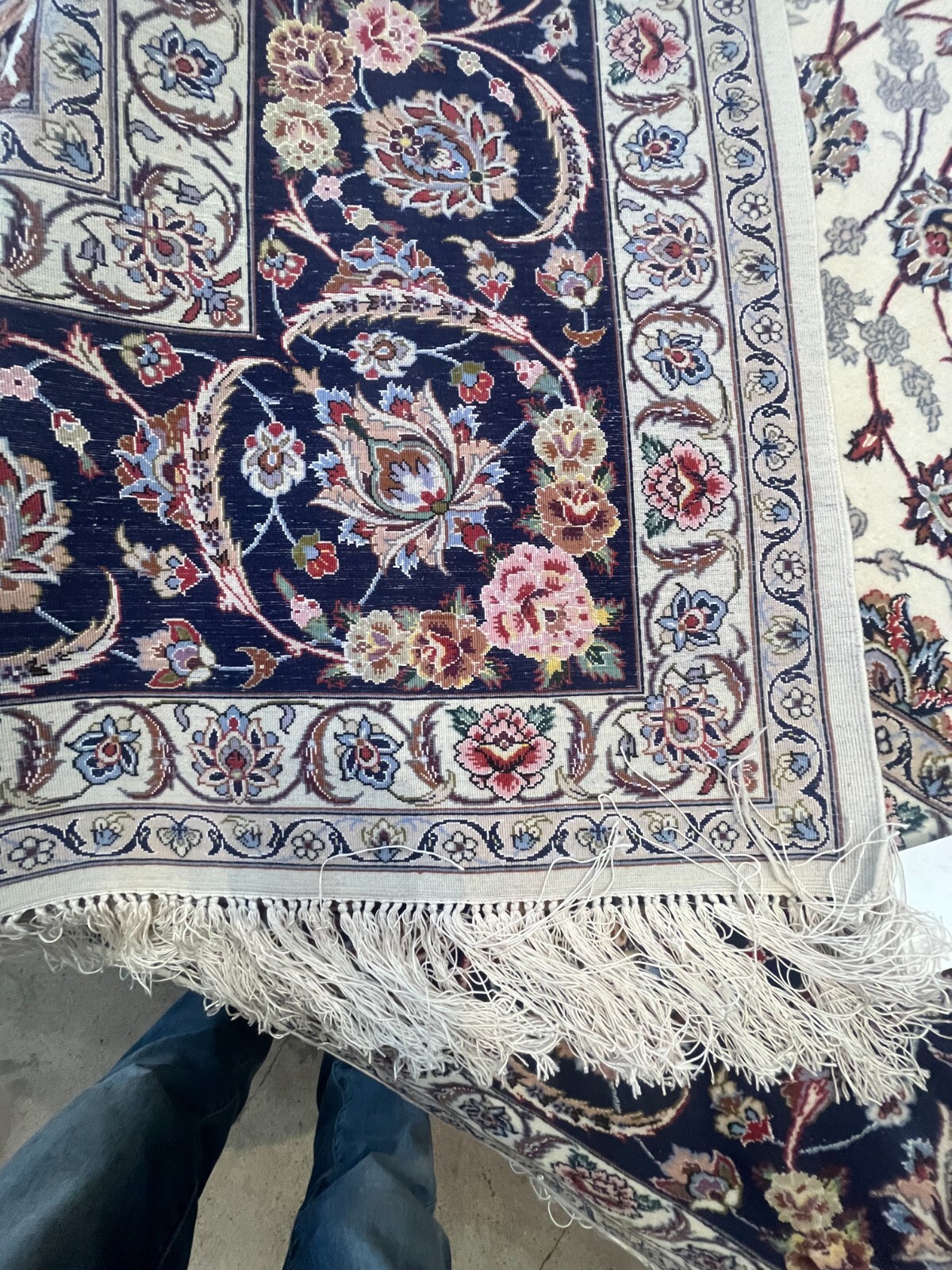 9x12 Fine Isfa hane Design Silk Foundation & Silk Flowers Handknotted Rug gallery