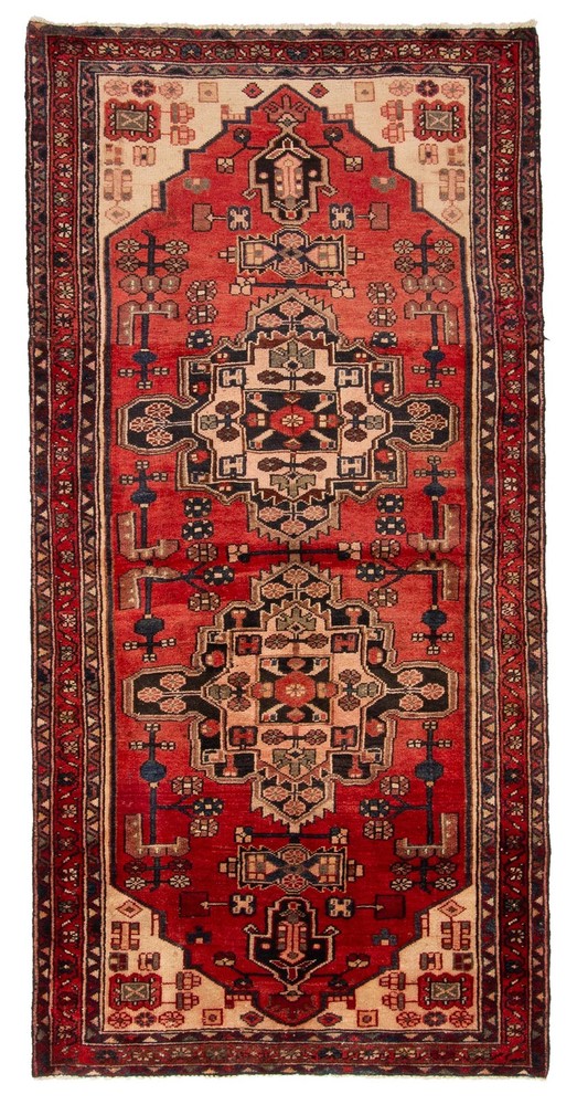 Vintage 3'9" x 8'0" Traditional Hand Knotted Vegetable Dye Wool Area Rug