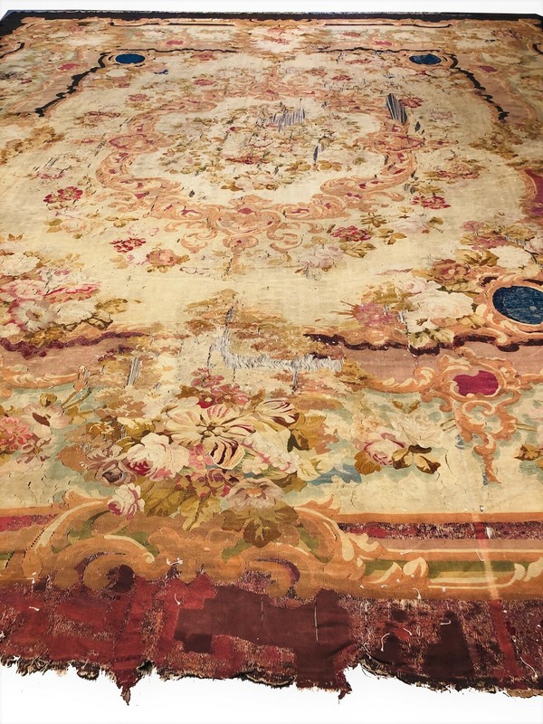 17x21 Antique French Aubusson Handmade Oversized Area Rug Shabby Chic c.1830 gallery