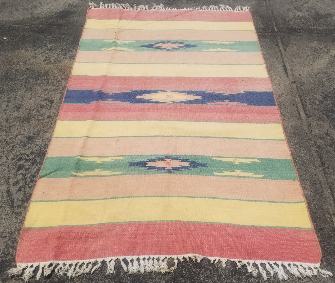Vintage Handmade Traditional Turkish Geometric Wool Kilim Rug 176x115 cm gallery