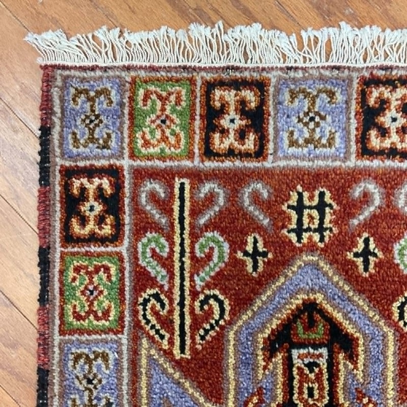 Handmade Indo Kazak Wool Rug 2' X 3' gallery