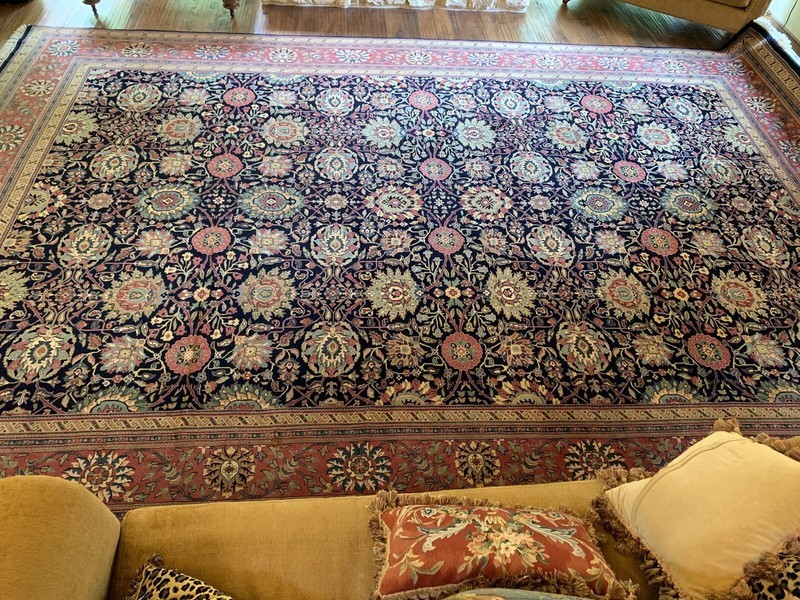 12' x18' MAHAL Design Handmade large Oriental Rug Navy blue background 12x18 FT. gallery