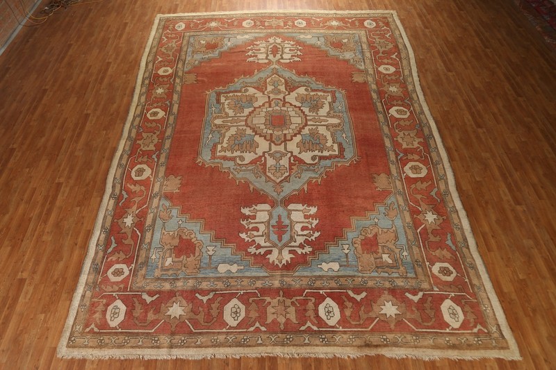 Antique Geometric Oushak Turkish Rug 11x16 Palace Size Hand-knotted Wool Carpet gallery