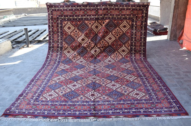 9x12 ft Vintage Afghan Turkmen Oriental Area Rug Red Tan Hand Knotted Wool Rug gallery