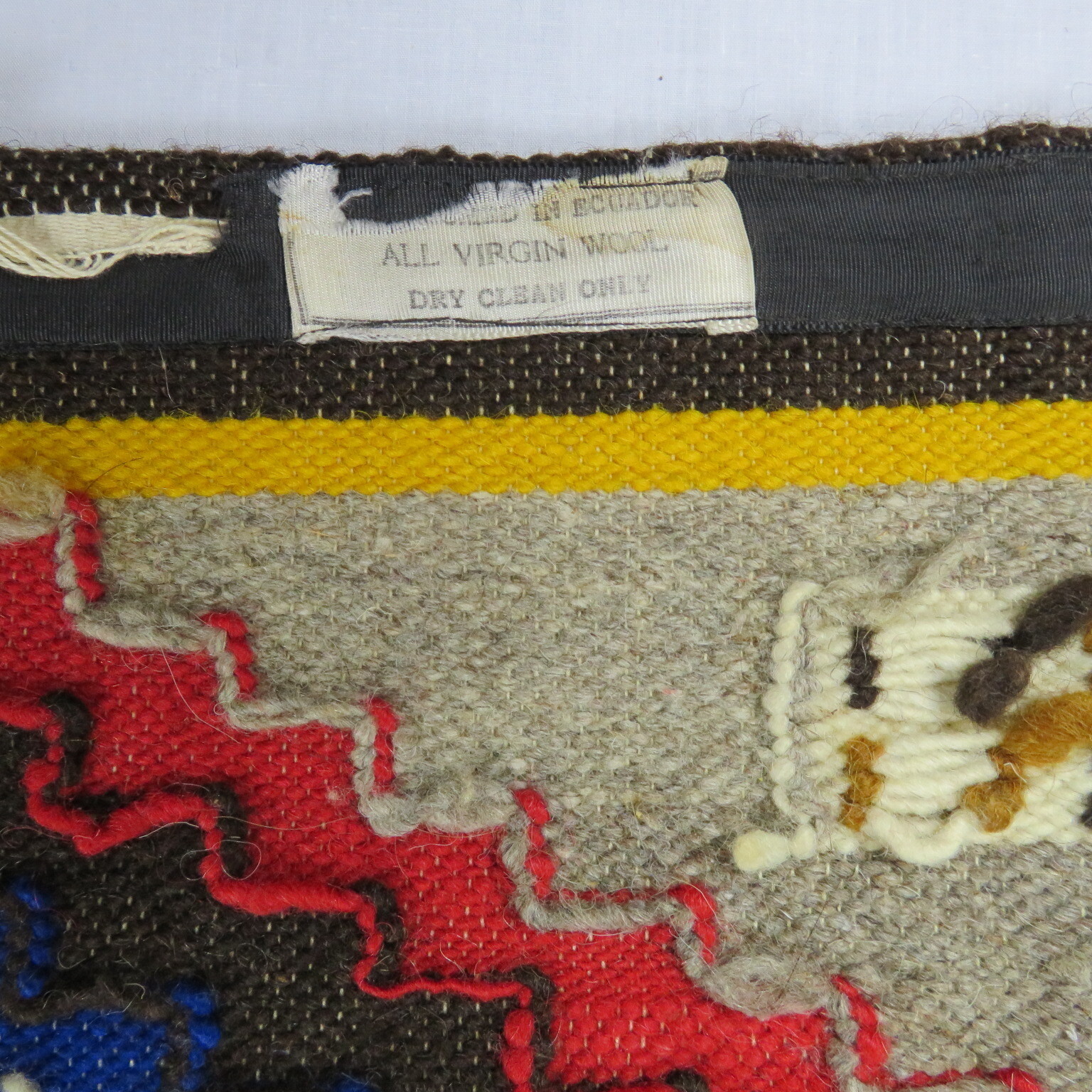 Rare VTG Tribal Native American Aztec Incan Southwestern Virgin Wool Rug 80s 90s gallery