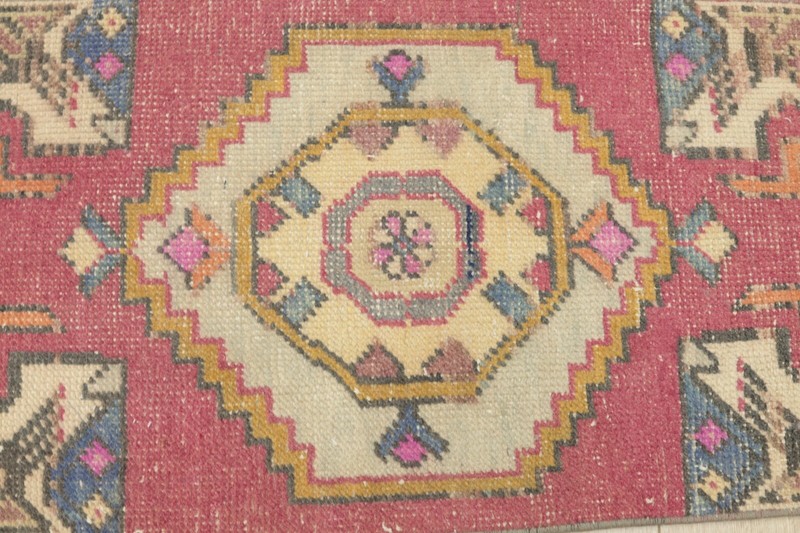Vintage Handwoven Red Doormat Rug Traditional Oushak Ethnic Wool Carpet 2x3 ft gallery