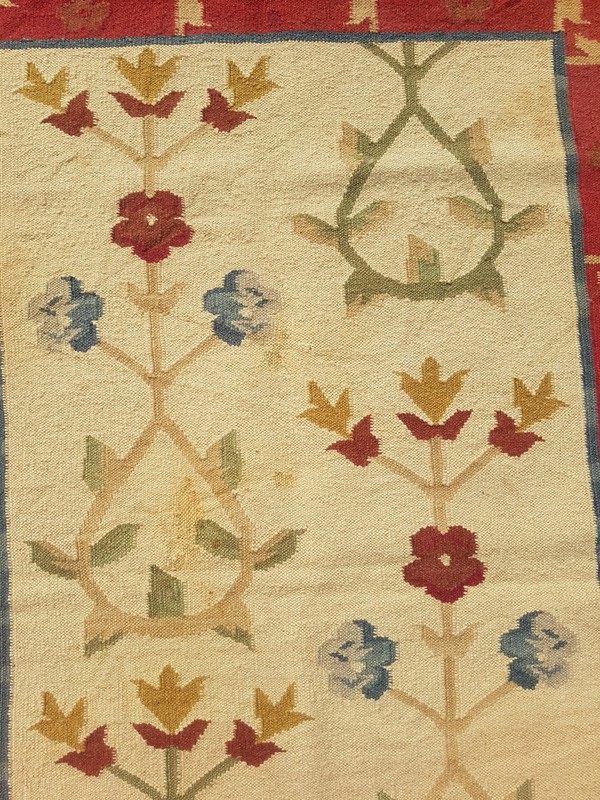 Vintage Handmade Scandinavian Style Floral Wool Multicolor Kilim Rug 5.1x3.0 ft gallery