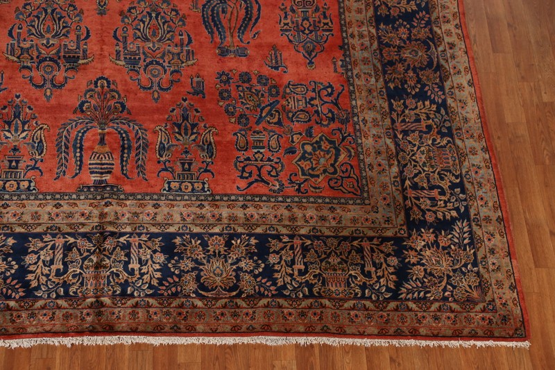 Pre-1900 Vegetable Dye Manchester Wool Hand-made Room Size Antique Rug 10x16 gallery