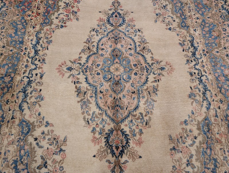Per'sian Rug 9x12, Light Colors, Semi Antique, Oat Blue Pink, Hand Knotted gallery