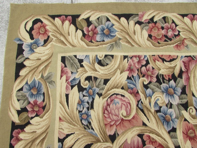 Vintage Hand Made French Design Wool Beige Black Red Original Aubusson 440X305cm gallery