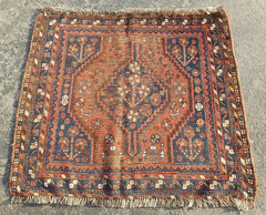 Vintage Hand Made Traditional Rug Oriental Wool Multicolor Carpet 100×92 cm
