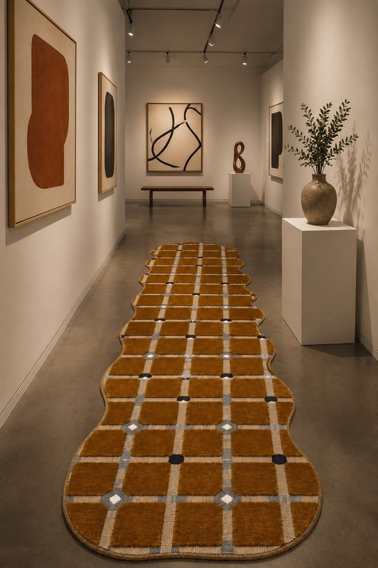 Hand Tufted Rug 5x8 8x10 9x12 Custom Rug Brown OchreFields Rug Area Rug 100%Wool gallery