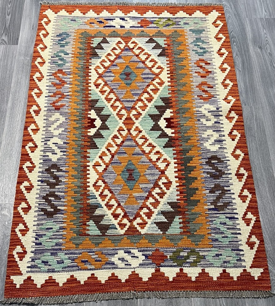 Vintage Kilim Traditional Hand Made Oriental Wool Kilim 5ftx3.2ft 159cmx102cm