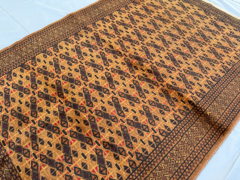 Brown Vintage Afghan Bokhara Rug 4x6 Hand Knotted Persian Style Oriental Carpet gallery