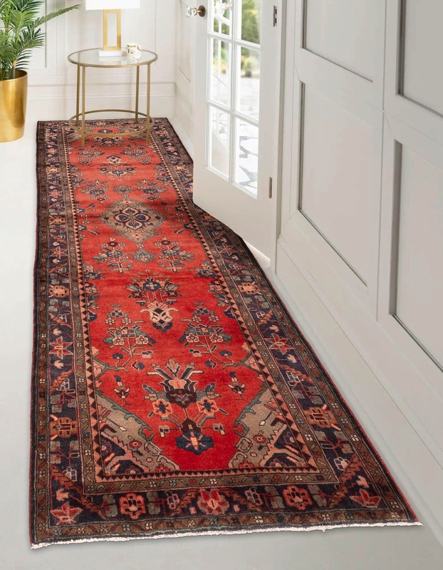 3'7" x 9'9" Vintage Hand-knotted Runner Rug Traditional Oriental Wool Carpet gallery